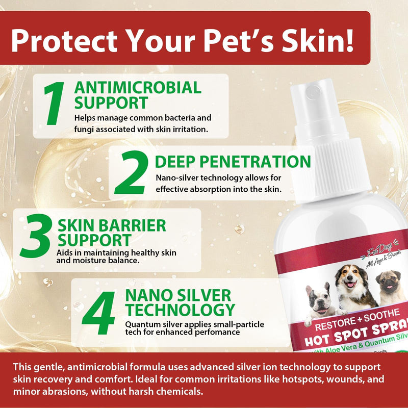 Hot Spot Itch Relief Spray for Dogs Anti-Itch Hot Spot Treatment, Pet Wound Care Spray for Skin Itchy, Irritated Skin, Allergy, Skin Rashes, Moisturiser for Dry Skin - 100 ml