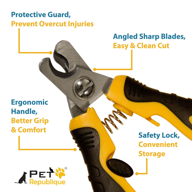 Pet Republique Dog Nail Clippers - Puppy, Small to Large Dog, Large Bird Claws Nails Trimmer Tool – Sharp and Durable Angled Blades with Protective Guard - Size Large with Filer - PawsPlanet Australia