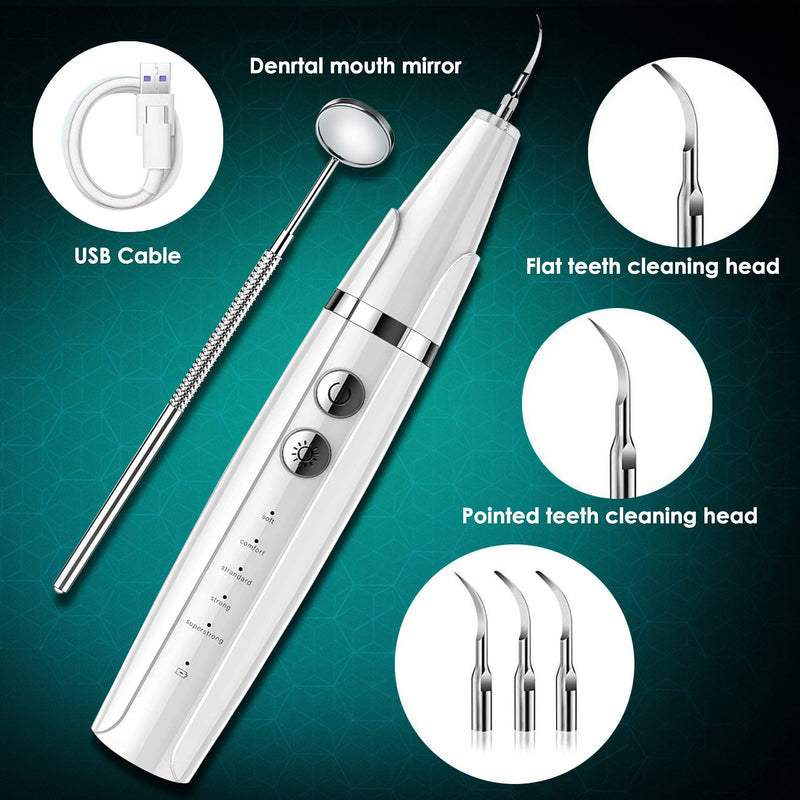Plaque Remover for Teeth - Pet Ultrasonic Toothbrush Cleaner - Teeth Cleaning Kit for Tartar and Stains - Suitable for Dogs and Cats (White) White - PawsPlanet Australia