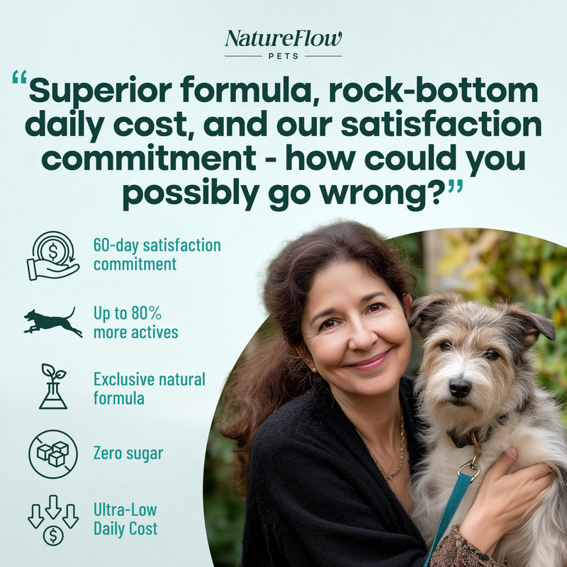 Natureflow Hip and Joint Supplement for Dogs 50ct, Power of Nature, Made in USA, Up to 100 Days Supply, with Green-Lipped Mussel, Glucosamine, Chondroitin, MSM & Devil’s Claw, for All Breeds 50 Counts - PawsPlanet Australia