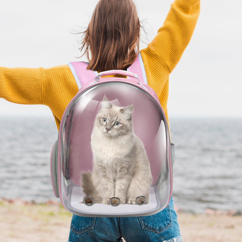 Cat Backpack, Airline Approved Bubble Carrying Bag for Small Medium Dogs Cats, Space Capsule Pet Carrier Dog Hiking Backpack Travel Carrier (Pink) Pink - PawsPlanet Australia