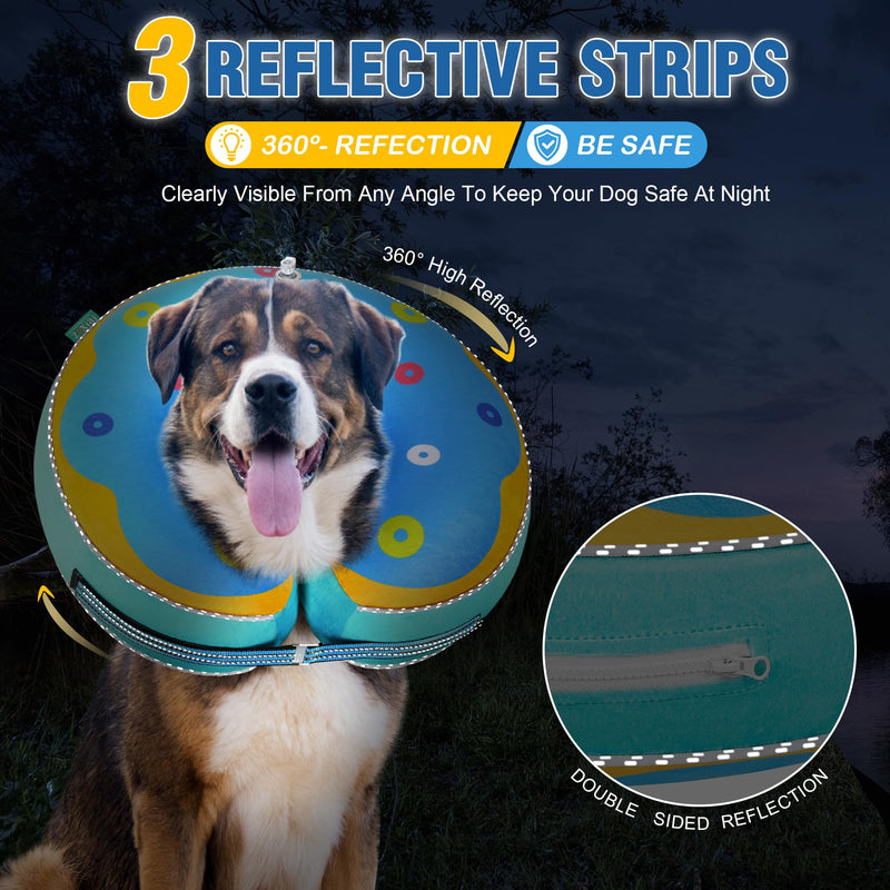 Inflatable Reflective Dog Cone Collar Alternative After Surgery,Dog Neck Donut,Recovery Soft Protective E Collar,Adjustable,for Small Medium and Large Dog Cats (Blue, XL) XL(Neck 18"-24") - PawsPlanet Australia