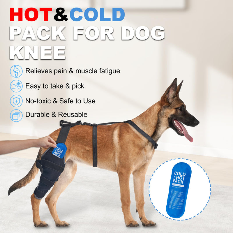 Dog ACL Brace Hind Leg, Hot/Cold Compress Dogs Knee Brace for Joint Pain, Knee Discomfort, Removable Gel Packs Pet Leg Brace, Rear Left Leg, L