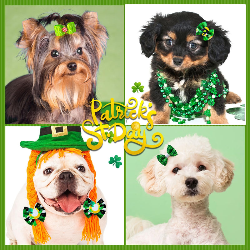 80pcs St.Patrick's Day Dog Bows, Holiday Pet Dog Hair Grooming Bows with Rubber Bands, St.Patrick's Day Green Lucky Clover Element Dog Hair Bows for Dog Puppy Yorkie Hair Accessories - PawsPlanet Australia