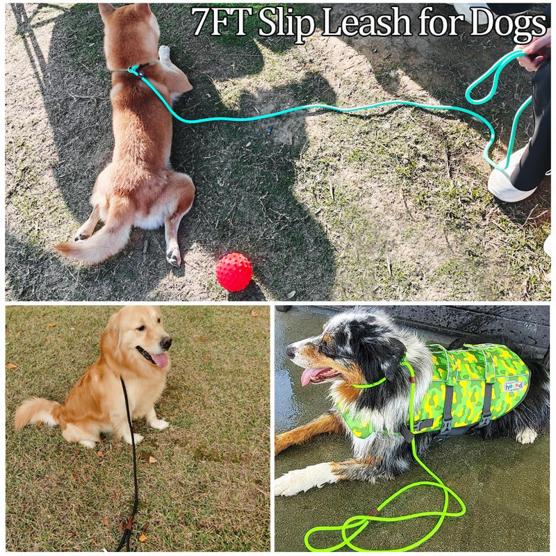 MayPaw Slip Lead Control Leash for Dogs No Pull, 13+ Colors Classic Dog Lead 7 FT Pet Slip Leash, 1/4” Rope Leashes for Small Medium Animals (7ft*1/4", Green) 7ft*1/4" - PawsPlanet Australia