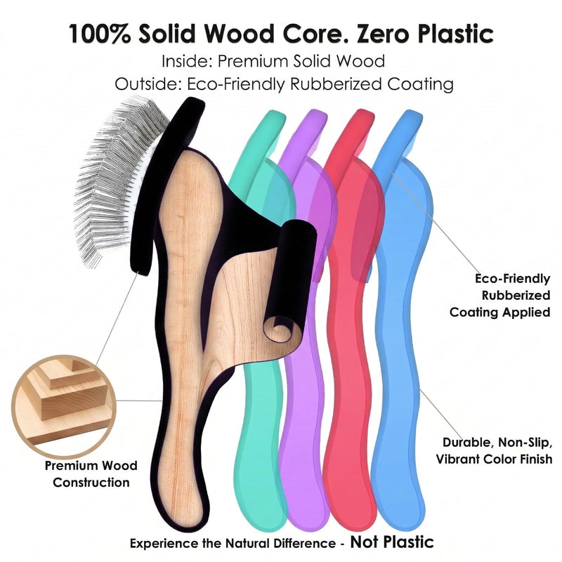 Dog Slicker Brush for Dogs, Long Hair Doodle Brush, Wooden Dog Brush Grooming Tools for Cockapoo Poodles Goldendoodles, Labradoodles, Large Long Pins and Pet Comb, Black - PawsPlanet Australia