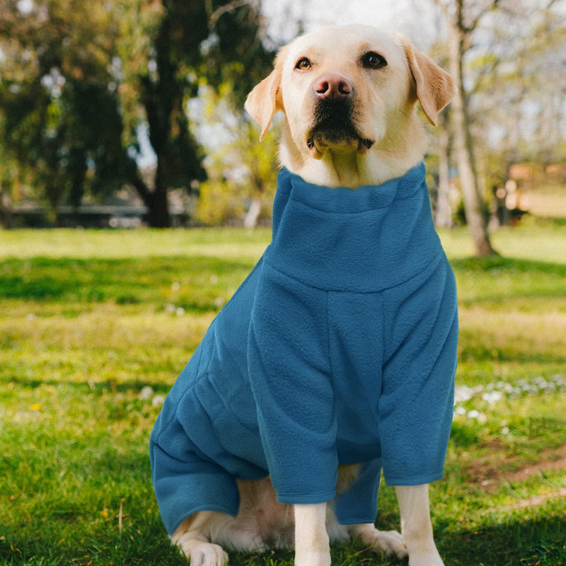 ROZKITCH Dog Winter Coat Soft Fleece Pullover Pajamas, Pet Windproof Warm Cold Weather Jacket Vest Cozy Onesie Jumpsuit Apparel Outfit Clothes for Small, Medium, Large Dogs Walking Hiking Travel Sleep Turquoise