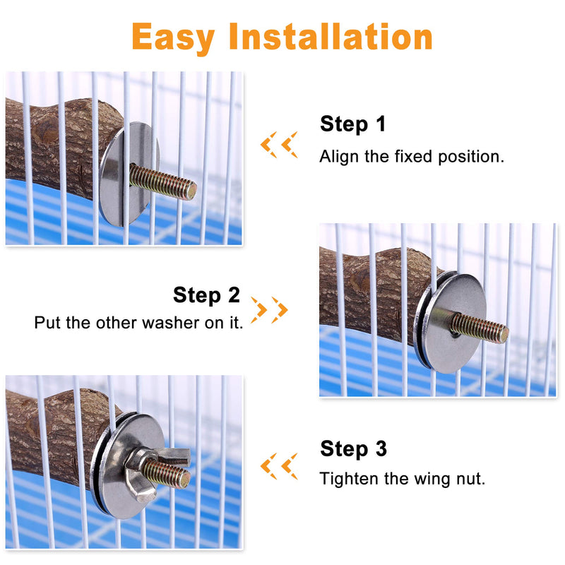 Bird Perch Stand Toy, Natural Wood Parrot Perch Bird Cage Branch Perch Accessories for Parakeets Cockatiels Conures Macaws Finches Love Birds (M: 10" Length) M: 10" Length - PawsPlanet Australia