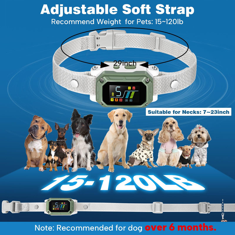 Dog Bark Collar for Large Medium Small Dogs, Rechargeable Smart Bark Collar, Anti Barking Training Collar with Adjustable Sensitivity Beep Vibration Shock - PawsPlanet Australia