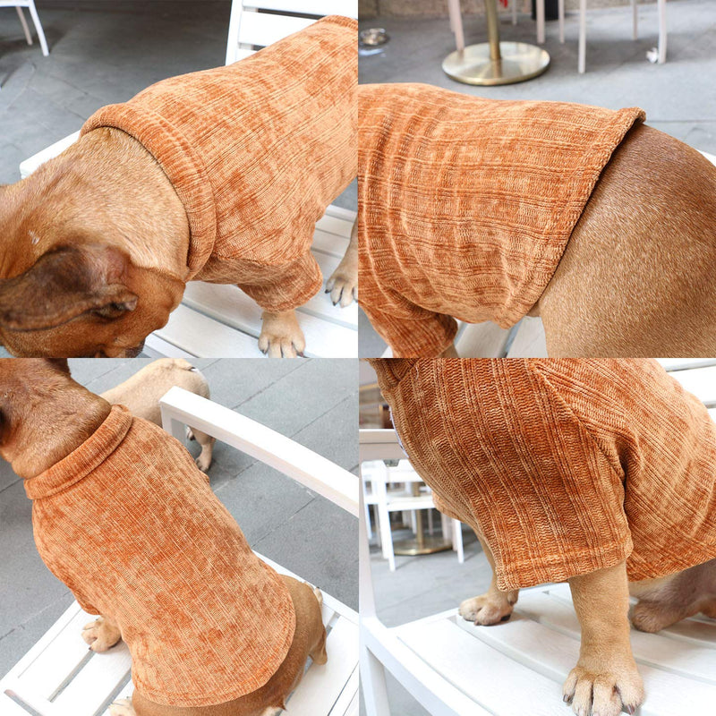 iChoue Pet Dog Winter Warm Sweater Clothes Turtleneck for English Bulldog Boston Terrier Corduroy Cold Weather Pullover Coat Shirt - Coffee/XLarge Corduroy Coffee X-Large ( 45 - 55 lbs ) - PawsPlanet Australia