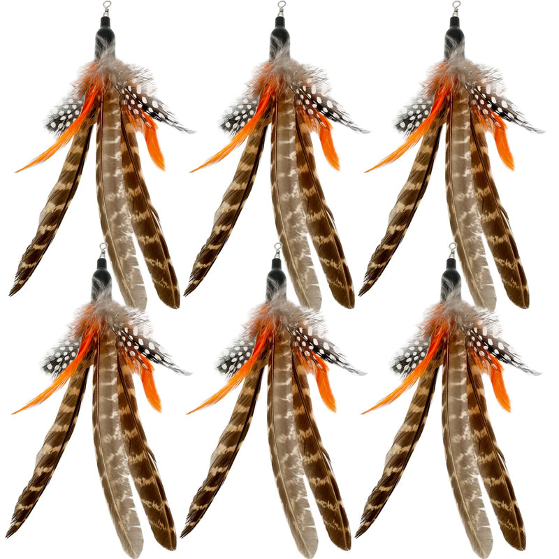 Cat Feather Toys Refills Cat Wand Replacement, 6 PCS Handmade Natural Da Bird Feathers Refill, Cat Toy Feather Replacement for Indoor Cats (B) B-6 PCS Feather Refills