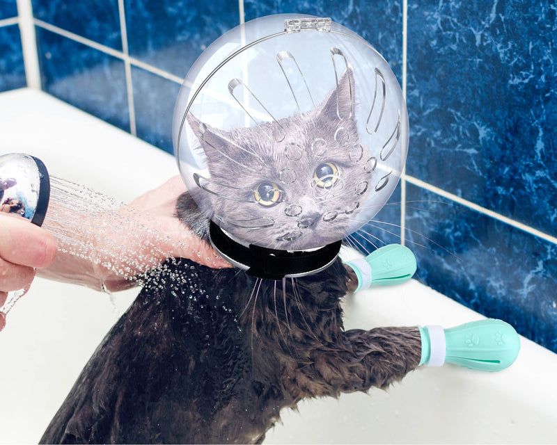 Cat Muzzle for Grooming Cat Adjustable Hood with Cat Paw Covers, Kitten Breathable Anti Bite Muzzles Anti Scratch Boots Silicone Cat Shoes Boots Cat Paw Protector for Cats Bathing Shaving (Large) Large - PawsPlanet Australia