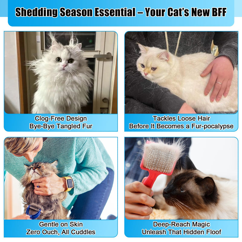 2PCS Flea Comb for Cats & Dogs – Magic Self-Cleaning Cat Grooming Brush with Stainless Steel Teeth, Cat Combs for Fleas and Ticks, Indoor Pets, Fine Tooth Comb for Kittens - PawsPlanet Australia