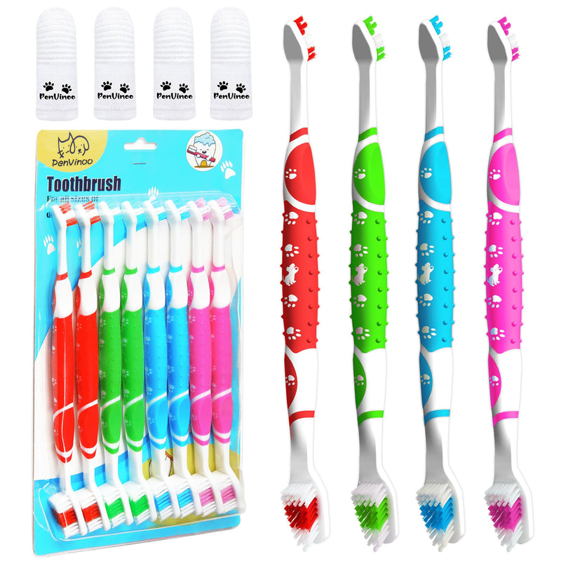 Dog Toothbrush pet Toothbrush Finger Toothbrush Small to Large Dogs,Cats with Soft Bristles Non Slip Dual Head Dog Toothbrush (8 Colors) 8 Colors