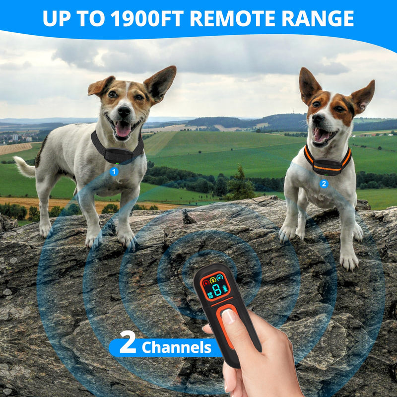 Ultra-Small Dog Shock Collar for 5-15 Pound Small Dogs - 1900Ft Range,Training Collar with Remote Control,3 Training Modes Beep,Vibration,Safe Shock, Waterproof Rechargeable E-Collar (Orange) Orange - PawsPlanet Australia