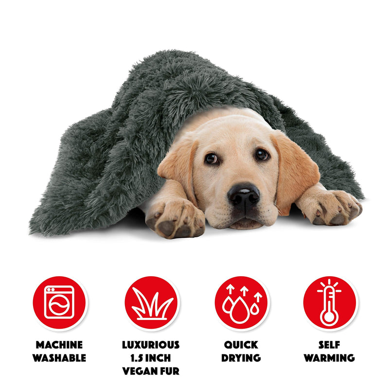 The Dog’s Blanket – Faux Fur Dog Blanket, Grey, Large, 28x42 Steel Grey Fur Large Blanket (28x42") - PawsPlanet Australia