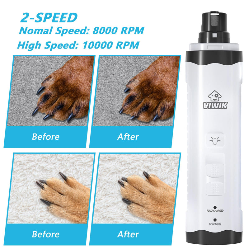 Dog Nail Grinder with Dog Nail Trimmers, Dog Nail Clippers Kit for Large Medium Small Dogs & Cats, Quiet Electric Pet Nail Grinder with Light, 2-Speed USB Rechargeable Pet Paws Grooming Tool - PawsPlanet Australia