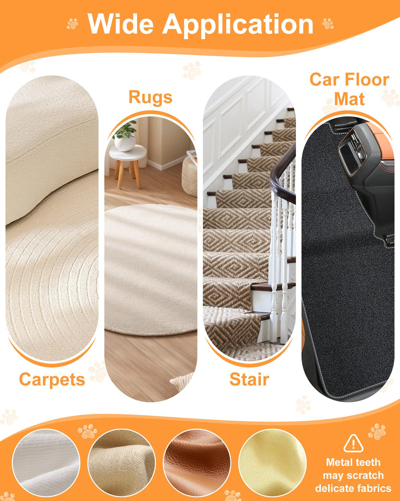 3 in 1 Carpet Rake for Pet Hair Removal Tool, 51” Adjustable Long Handle Pet Hair Removal Broom, Pet Grooming Brush, Cat Dog Hair Remover Carpet Scraper for Rugs, Mats Orange-Black - PawsPlanet Australia