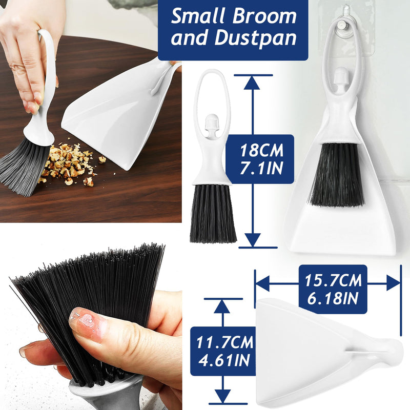 Upgrade 6PCS Cage Cleaner Set,2-in-1 Stainless Steel Pet Cage Brush,Bird Poop Remover,Scraper Tool with Long Handle,Small Animals House Cleaning Accessories,Mini Dustpan and Broom Set (6PCS) - PawsPlanet Australia
