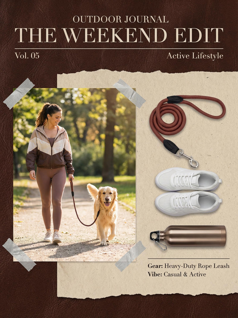 Dog Leash 4 FT Nylon Rope Long Comfortable for Medium Small Dogs Daily Training Walking(Coffee) Coffee 4Ft - PawsPlanet Australia