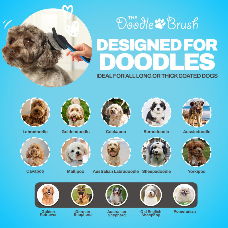 Slicker Dog Brushes for Grooming Detangler, Poodle Pin Dematting Dog Grooming Brushes, Extra Long Pin Slicker for Goldendoodle, Cockapoo, Cavapoo, Tangle-Free Groom Shiny Coat