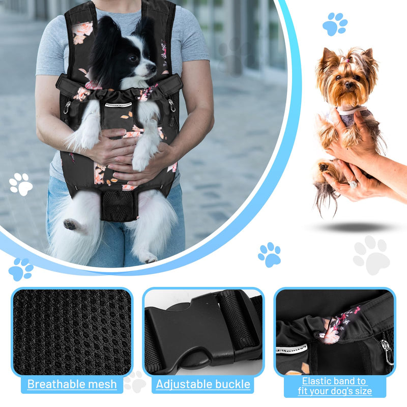 Petmolico Pet Dog Carrier Backpack, Adjustable Dog Legs-Out Front Backpack, Hands-Free Cat Pup Front Carrier Travel Bag, Easy-fit for Traveling Hiking for Small Medium Dogs, XL, Pink Rose - PawsPlanet Australia
