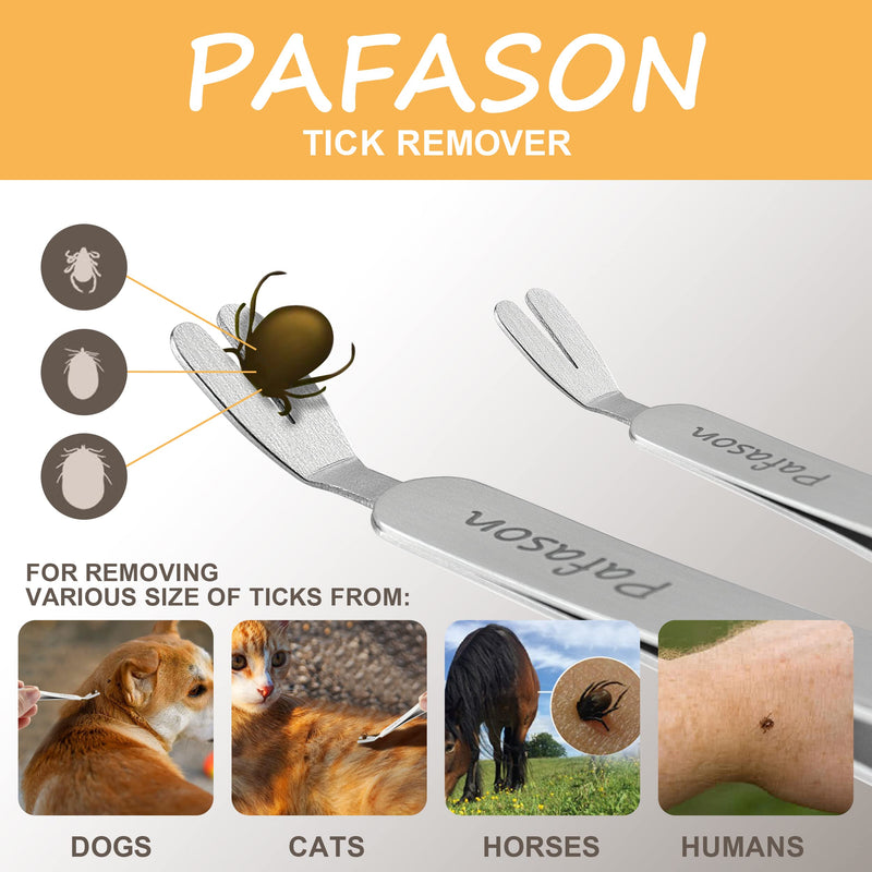 Pafason Stainless Steel Premium Dual-Headed Tick Removal Twister Tweezer Set - Remover for Dogs, Cats and Humans with Storage Case - PawsPlanet Australia