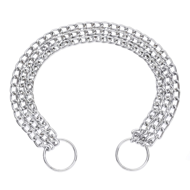 Mile High Life | Dog Training Double Triple Chain Collar | Stainless Steel Slip P Ring | Choke Collar | Chrome Copper Slip Lead | Variety Size and Weight Choices L:18in Stainless-Triple Chain - PawsPlanet Australia