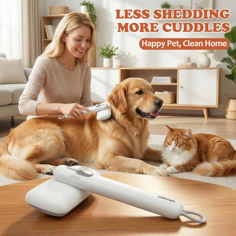 Self Cleaning Slicker Brush - Skin Friendly Pet Shedding Brush for Cats, Puppies, Long & Short Hair, Painless Deshedding & Massaging Tool(White) White - PawsPlanet Australia
