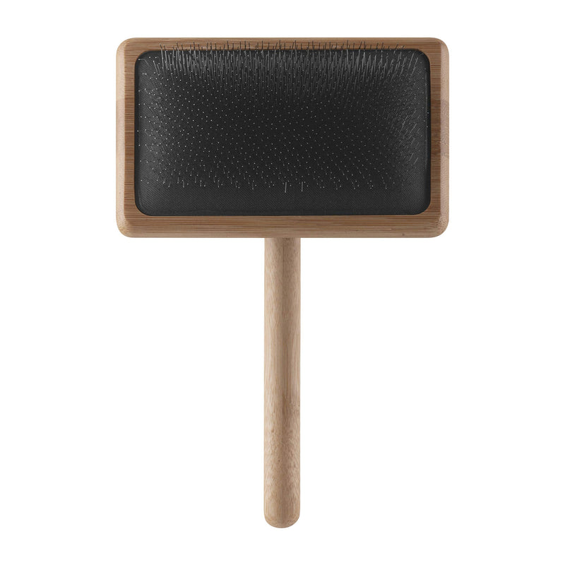 Mikki Bamboo Soft Pin Slicker Brush for Dog, Cat, Puppy, for Medium, Long and Curly Coats, Removes Knots, Tangles, Dead Hair, Handmade from Natural Bamboo, Large L