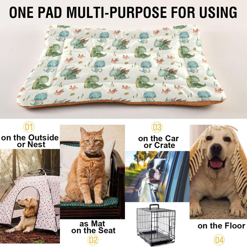 Watercolor Dragon Pet Bed Pad Soft Dog Bed Mat with Anti-Slip Bottom, Machine Washable Crate Pad Mattress for Dog Sleeping- 36 * 24inches 36x24in Watercolor Dragon - PawsPlanet Australia