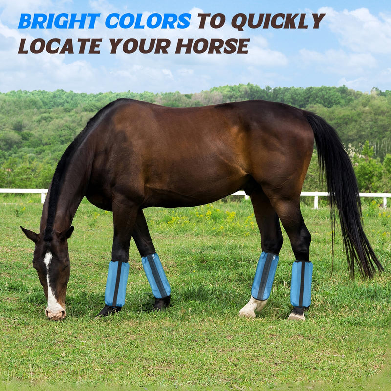Fly Boots for Horses, Non-Slip Breathable Horse Fly Boots,Extra Tough Mesh Horse Fly Leggings Prevents Flies and Mosquitoes from Biting Set of 4 Universal Size(Blue) Blue