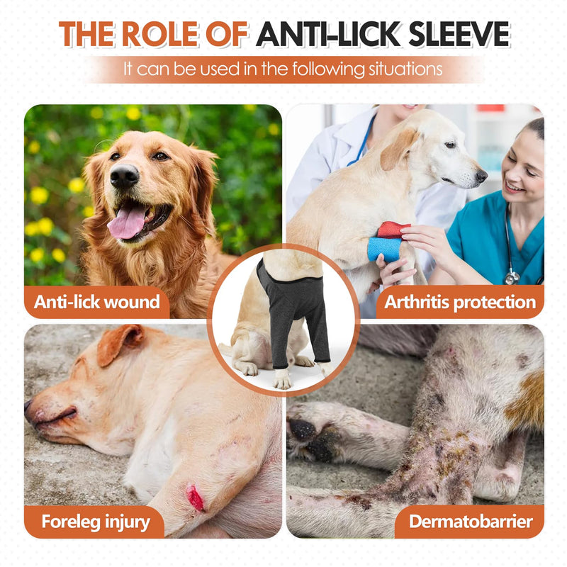 HDKUW Dog Recovery Sleeve, Dogs Front Leg Sleeves After Surgery with Elastic Band, Elbow Protector for Small Medium Large Dogs, Puppy Joint Brace Prevent Licking Wound Cone Alternative XL