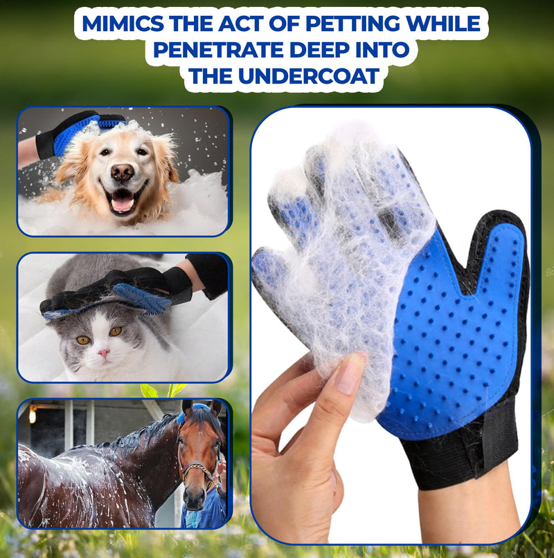 Pet Grooming Set with Dog Washing Gloves for Bathing and Silicone Dog Toothbrush, Pet Grooming Gloves for Dogs, Cats and Horses with 185 Tips Suitable for Hands Sized Medium & Large (PG Set 2) - PawsPlanet Australia