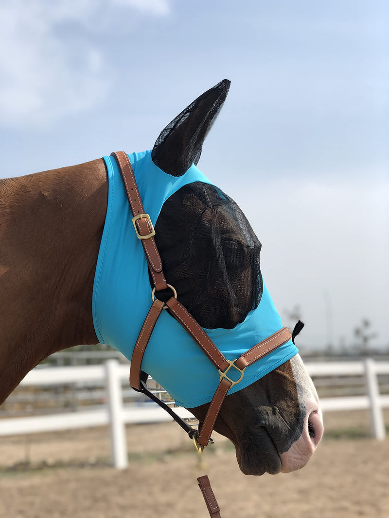 Horse Fly Mask Super Comfort Horse Fly Mask Elasticity Fly Mask with Ears We Only Make Products that Horses Like… (Pacific Blue, M) Pacific Blue
