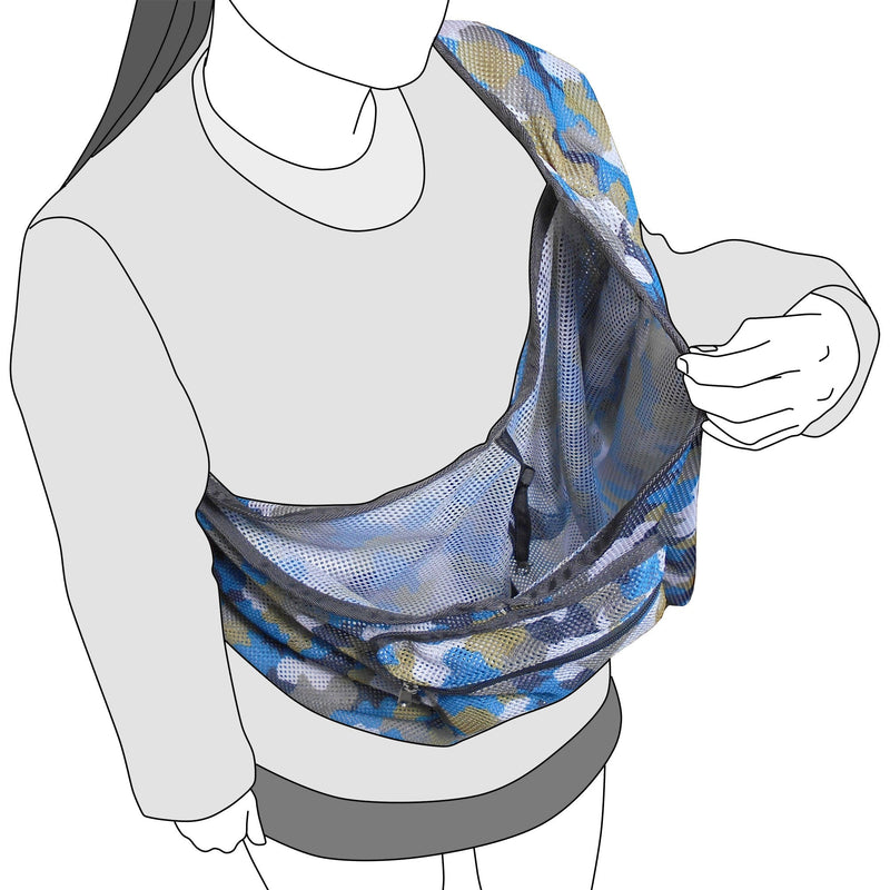 Foldable Mesh Dog Cat Carrier Sling Bag Small Size -Ideal for Pets Below 5kgs /11 lbs, Camouflage - Camouflage Blue - PawsPlanet Australia