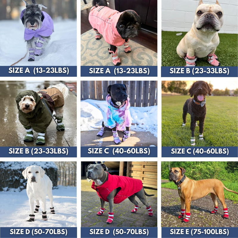 Spark Paws Water-Resistant Dog Boots for Medium Large Dogs, Anti-Slip Dog Shoe Booties Paw Protector for Rain Snow Hiking Reflective Straps 4PCS - Lilac, B B: 2.0"W | 23-33lbs - PawsPlanet Australia