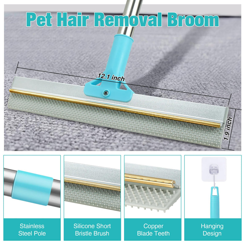 Silicone Carpet Rake for Pet Hair Removal Tool,Magic Brush Dog Hair Removal Glove,Cat Carpet Broom Rake&Pet Hair Remover Tool 3PCS/Set for Rugs, Mats, Couch, Furniture,54inch Scraper Rake Carpet Rake &Pet Hair Removal Tool Set - PawsPlanet Australia