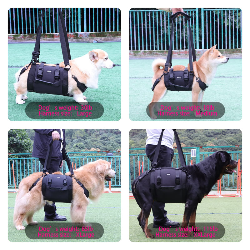 Dog Carry Sling, Emergency Backpack Pet Legs Support & Rehabilitation Dog Lift Harness for Large Dogs, Dog Carrier for Senior Dogs Joint Injuries, Arthritis, Up and Down Stairs (Black, XXL) Black - PawsPlanet Australia