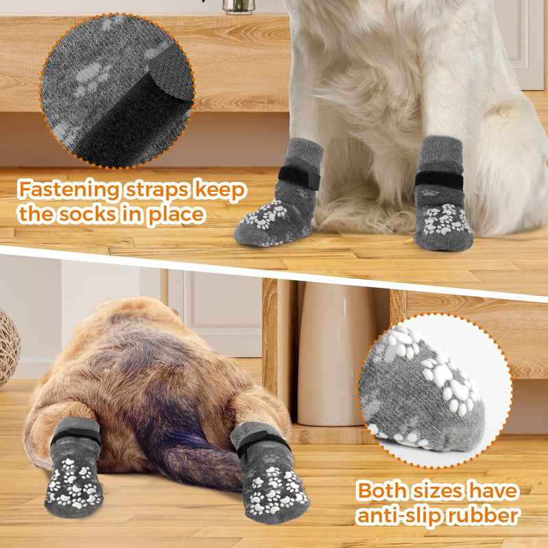 Anti-Slip Dog Socks Prevent Licking Paws,Dog Socks with Grippers for Senior Dogs Walk on Hardwood Floor,Dog Grippers with Strong Traction,Dog Essentials,Grey 2 Pairs,M M - PawsPlanet Australia