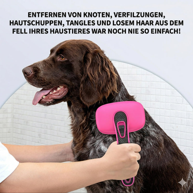 Dog Brush, Self Cleaning Slicker Dog Brush for Shedding & Grooming Short or Long Haired Cats, Furminator for Pets, Pink Pink - Brush