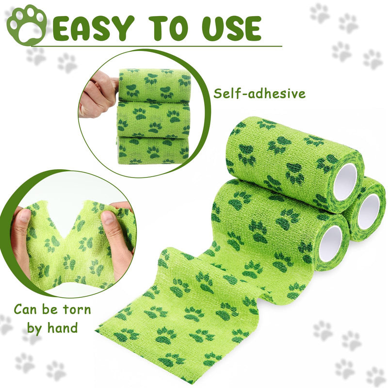 Geiserailie 3 Pack No Chew Bandage for Dogs Bitter Self Adhesive Bandage for Pets to Prevent Chewing, Vet Bandages for Dogs Wound Wrap(4inch x 15yd) (Green) Green