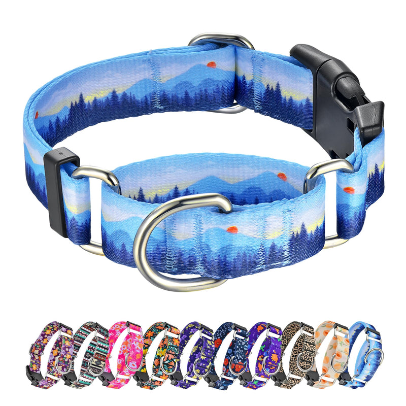 Hikiko Martingale Collar for Dogs Soft Durable Dog Collar for Small Medium Large Boy and Male Dogs No Pull No Slip Safety Buckle Dog Collars (Hill,Medium) Hill