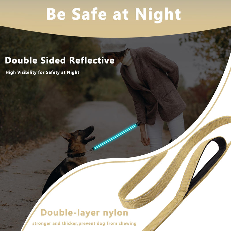 Dog Leash 4ft Long, Double Handle Dog Leash for Safety Control Training, Heavy Duty Dog Leads with Traffic Padded Handles, Reflective Leashes for Small Medium Large Dogs(4ft, Brown) - PawsPlanet Australia