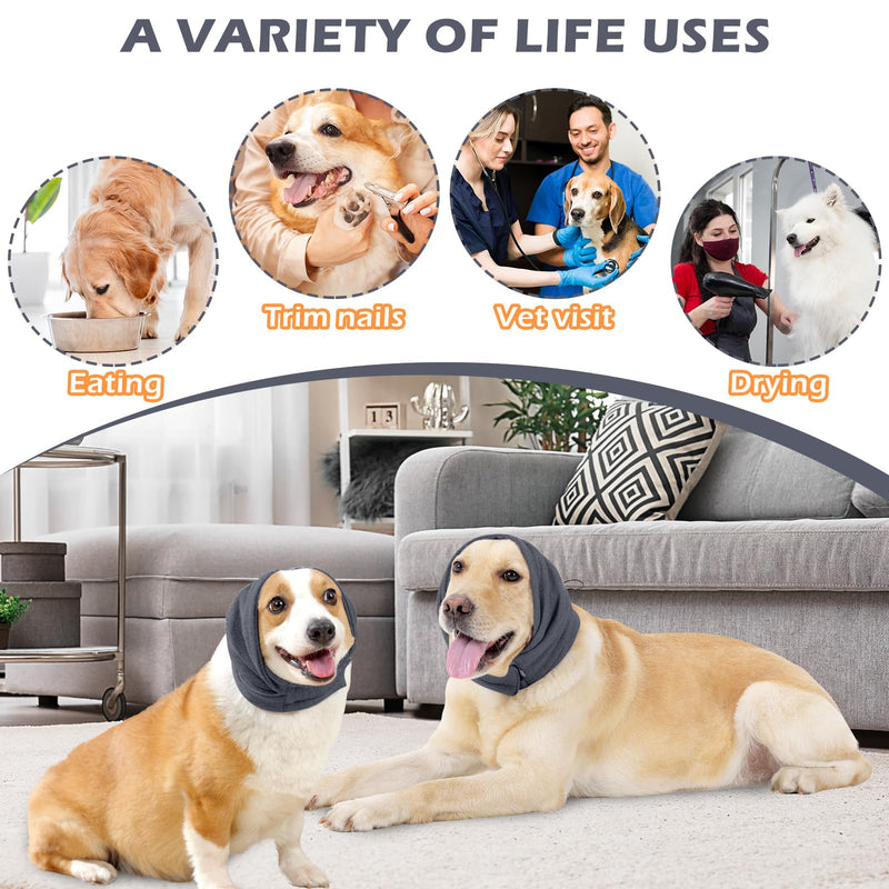 No Flap Ear Wraps for Dogs,Dog Ear Muffs Noise Protection,Snoods for Dogs Ear Warmer,Dog Headband,Dog Ear Covers for Bath Grooming Force Drying Anxiety Relief,Dog Head Wrap,Dog Calming Hoodie Gray,S S - PawsPlanet Australia
