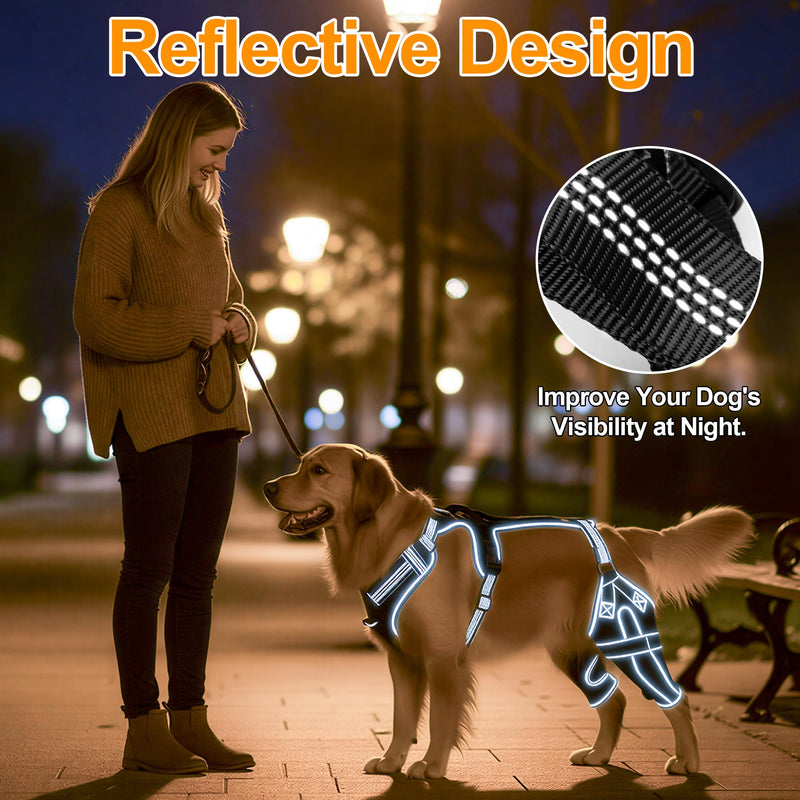 Dog Knee Brace for Rear Leg Support - Adjustable Canine Hinged Back Leg Support Warp with Hip Joint Care Reflective Strap Harness for ACL Arthritis Relief Patellar Luxation Injured Dog (M) M