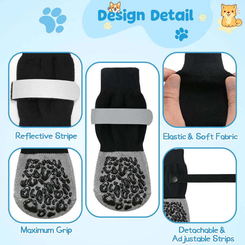 Dog Paw Protectors Socks for Hot & Cold Pavement, Anti Slip Dog Shoes with Maximum Grip to Prevent Licking Paws, Slipping, Paw Protector Boots for Small Medium Large Senior Dogs (Black Leopard, XS) Black leopard XS(4 pcs) - PawsPlanet Australia