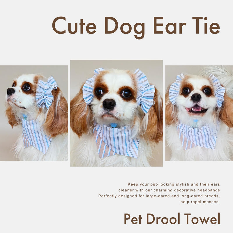 Soft Cotton Dog Headband for Cocker Spaniel, Cavalier, Springer - Adjustable Bow Pet Hair Accessory (Dog Bow White Stripes) - PawsPlanet Australia