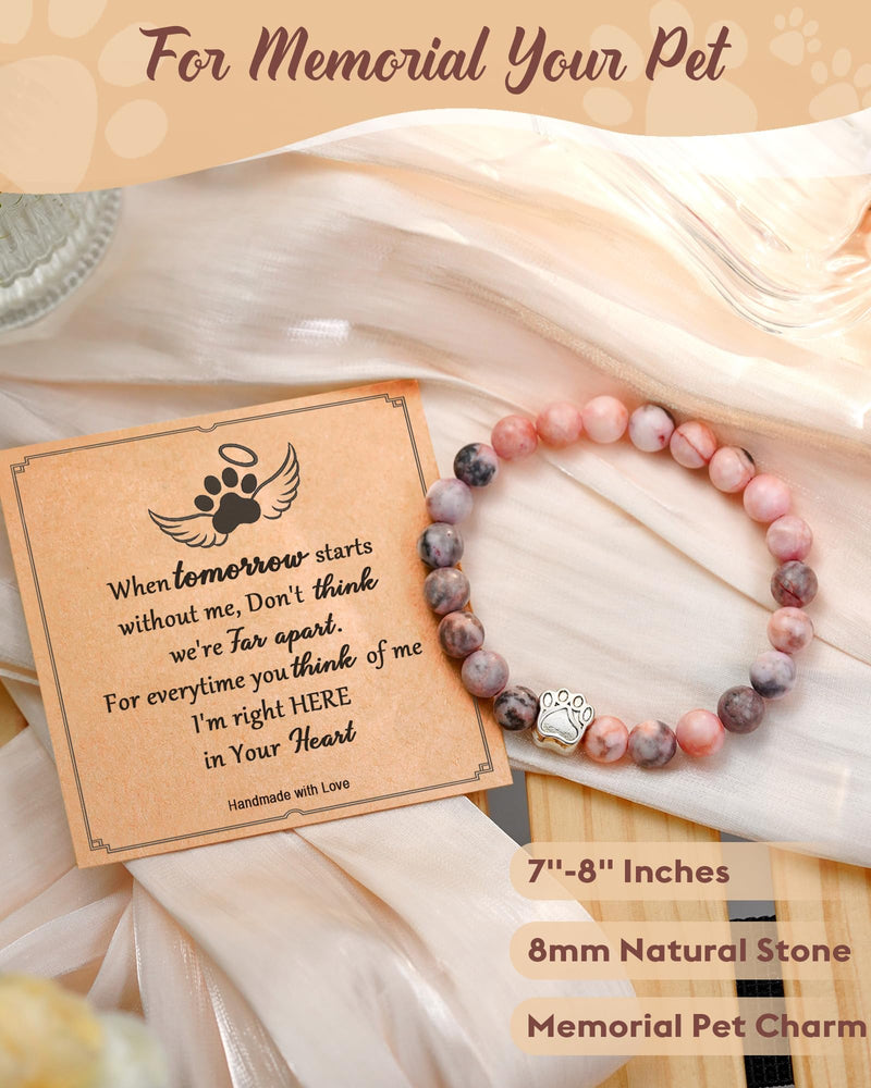 Pet Memorial Gifts for Loss of Dog Cat, 𝗡𝗮𝘁𝘂𝗿𝗮𝗹 𝗦𝘁𝗼𝗻𝗲 𝗕𝗿𝗮𝗰𝗲𝗹𝗲𝘁 for Women Men Who Loss of Pet Dog/Cat Pink - PawsPlanet Australia