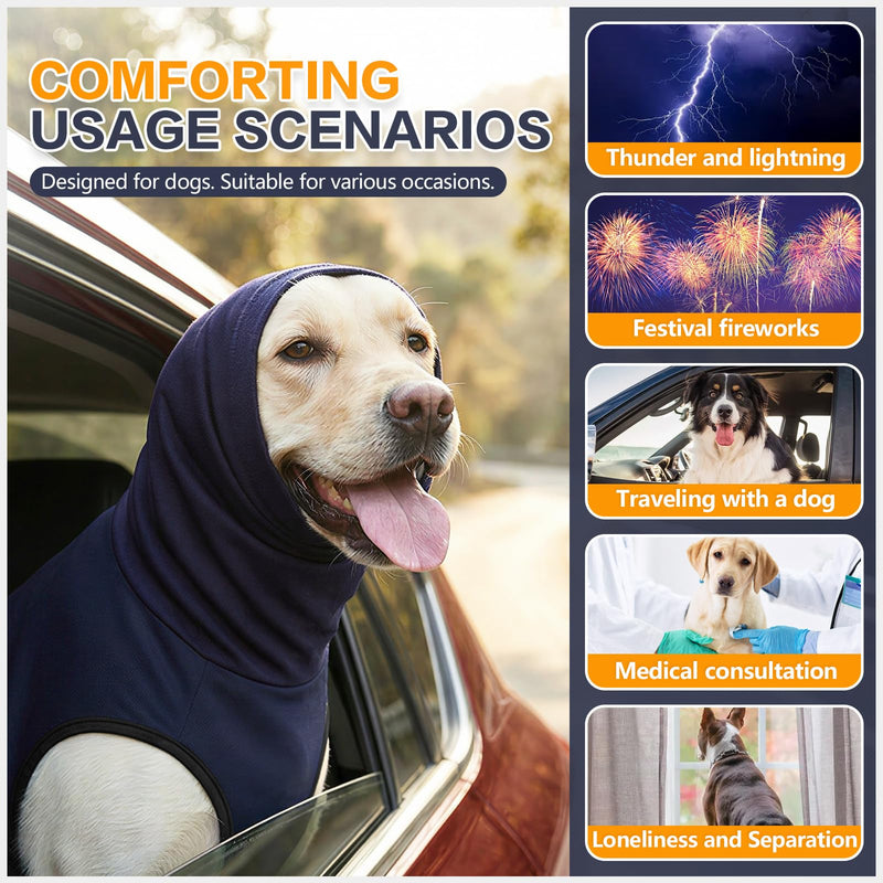 Dog Anxiety Vest,Pet Calming Hoodie Breathable Dog Anti-Anxiety Jacket for Thunder Fireworks and Separation,Blue L Blue Large